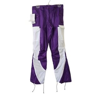 UFO Girly Fit Cargo Pants Womens S Purple White Parachute Rave Y2K NWT